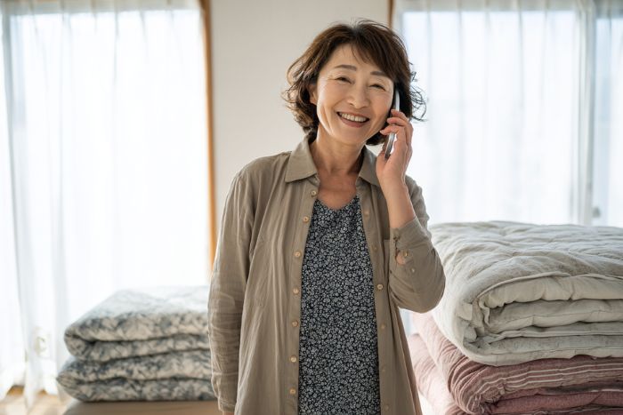 実家の帰省で布団レンタル店に電話