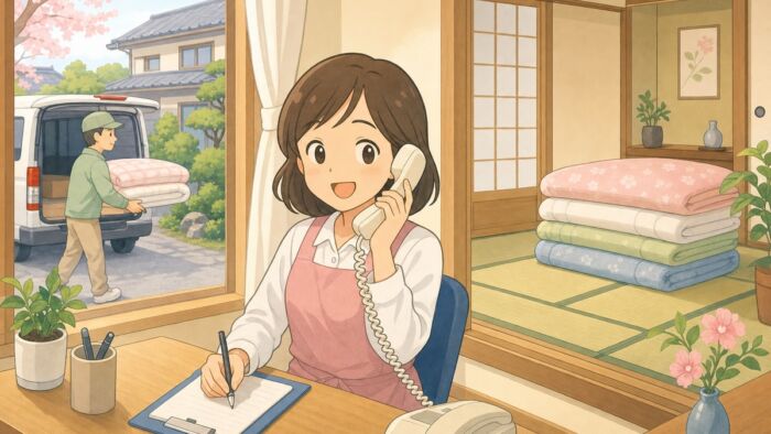 丸よしの布団レンタルは、電話1本で段取りを進められます - 丸よし